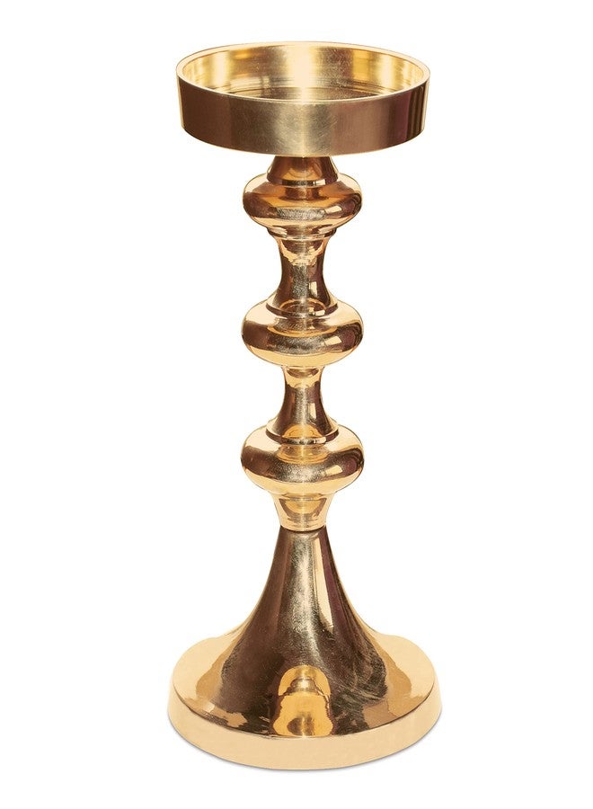 Pure Source India Brass Pillar Candle Stand | Candle Holder, 6.5 inch, 1 Piece, Gold - Image 1